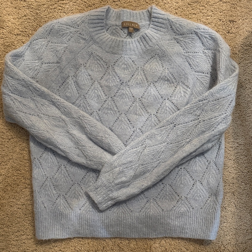 Lilla P Baby Blue Women's Crewneck Sweater - Large (fits like a S/M)